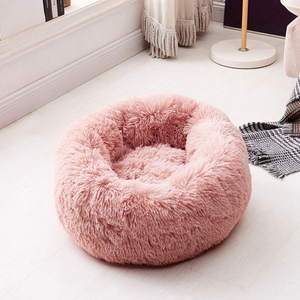 Long Plush Super Soft Pet Round Bed - tamafox